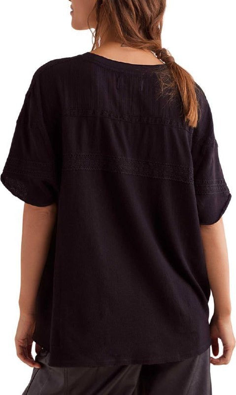 We The Free by Free People Striped Oversized Tee – Black – Size XS – NWT – $98
