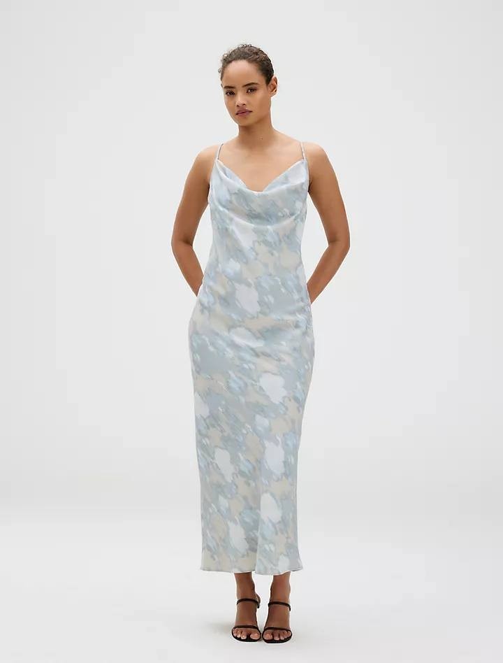 Calvin Klein Printed Cowl‑Neck Slip Dress Multi L/G NWT $149