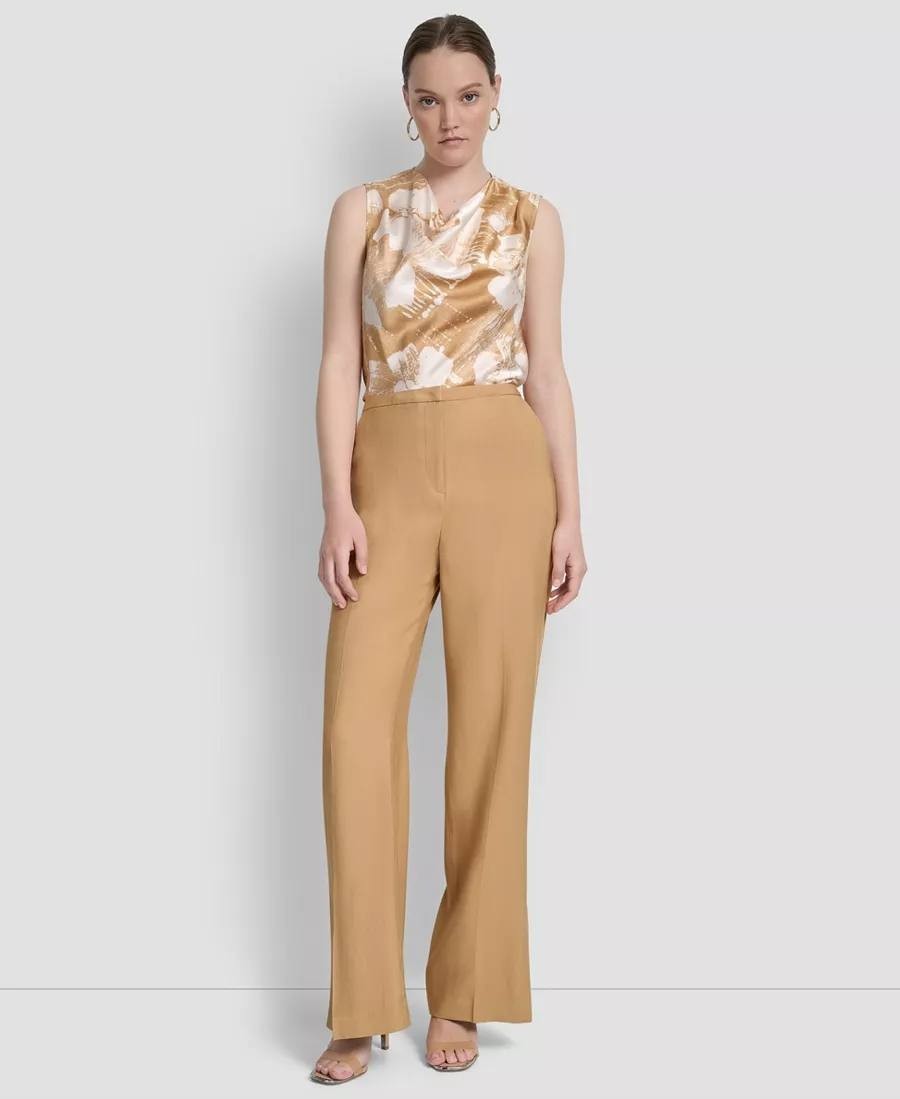 DKNY High‑Rise Sueded Canvas Pants Camel Size12P NWT Petite msrp$99