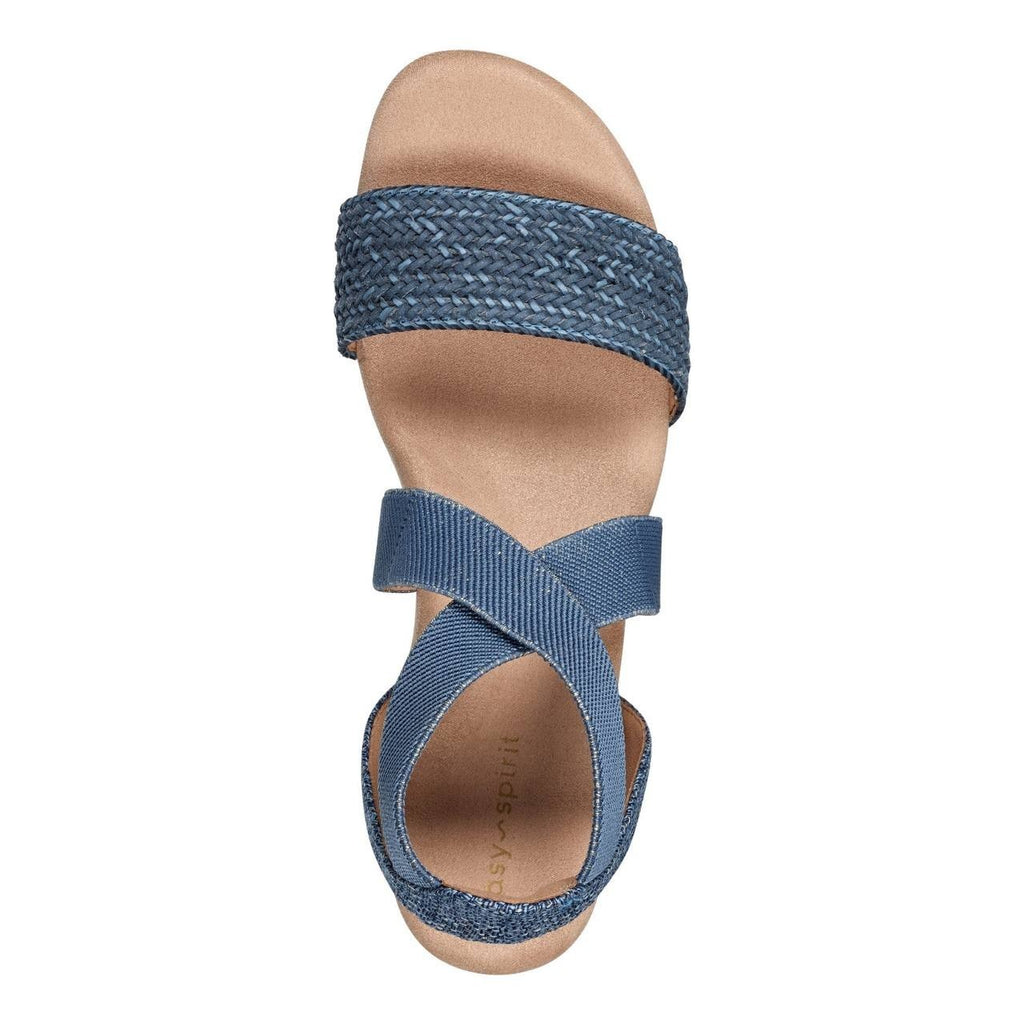 Easy Spirit Lorena Wedge Sandals Denim Women’s 5M Elastic Straps NWB $89