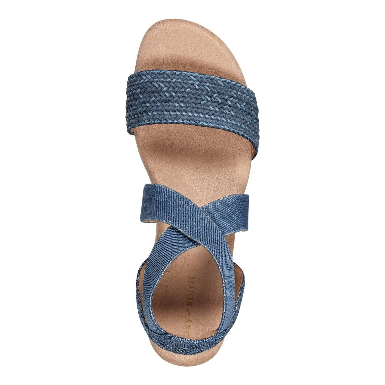 Easy Spirit Lorena Wedge Sandals Denim Women’s 5M Elastic Straps NWB $89
