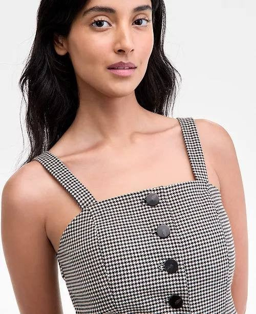 Anne Klein Square-Neck Button-Front Vest Black/White 2 NWT $129