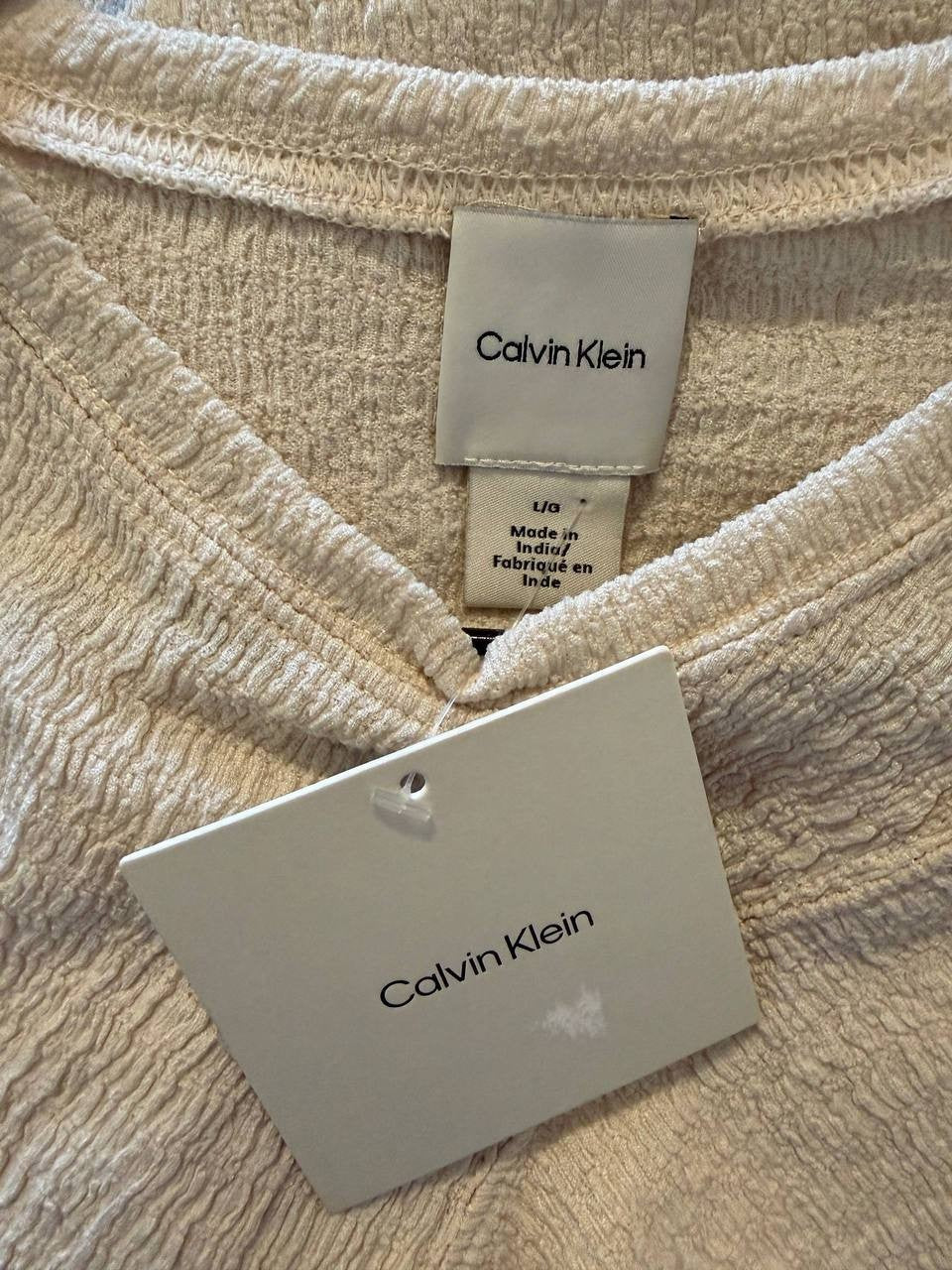 Calvin Klein Women’s Textured‑Knit –Ivory– Size L/G – NWT – $59