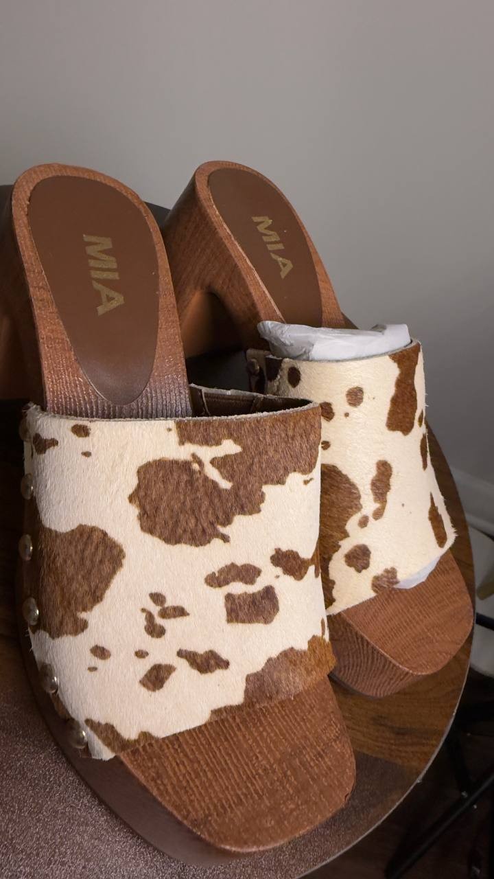 MIA  Platform  Block  Heel  Sandals  Brown  Cow  6.5M  New  $80