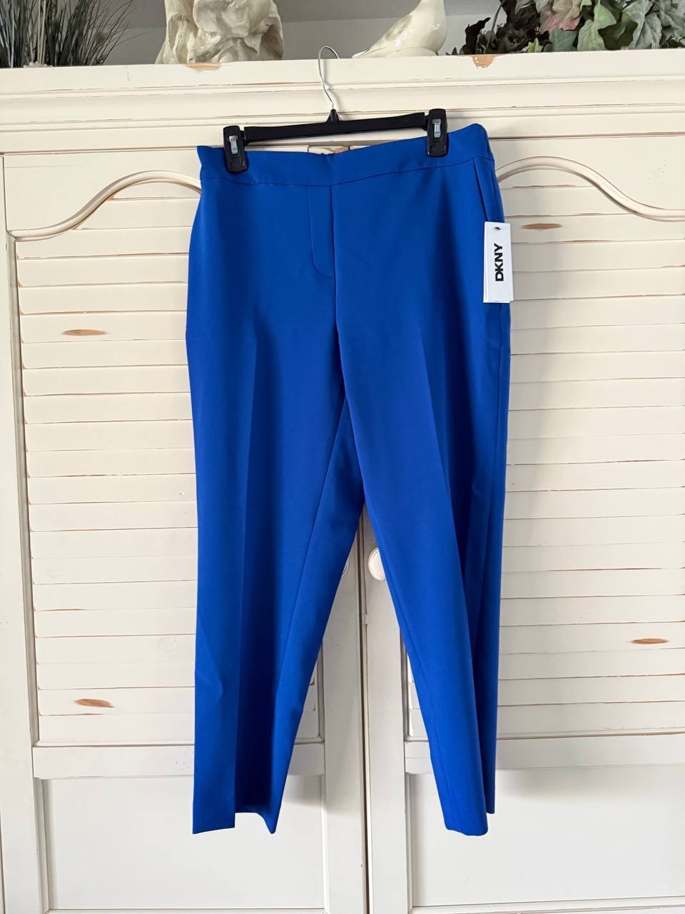 DKNY Straight-Leg Ankle Pants – Size 10 – NWT – Classic Blue Mid-Rise Stretch