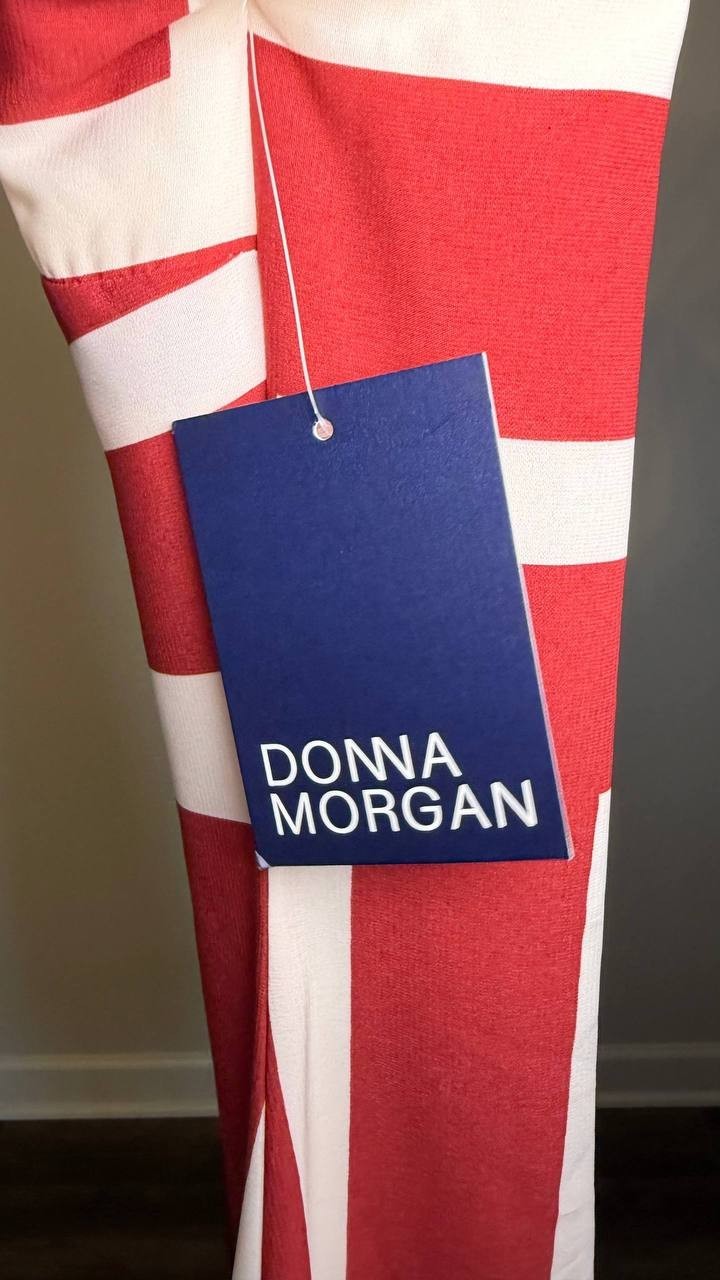Donna Morgan Crewneck Midi Dress Cream/Dark Red 18 NWT $158