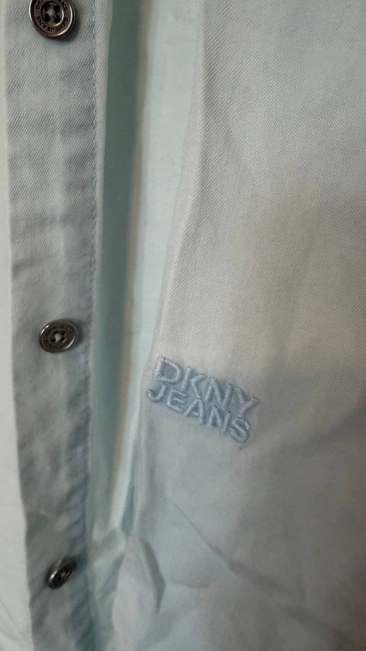 DKNY JEANS Blue Rolled Sleeve Shirt Size S NWT Casual Modern Top msrp$69