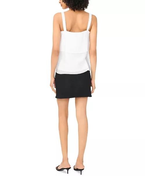Vince Camuto Layered Square‑Neck Sleeveless Tank Ultra White S NWT $89