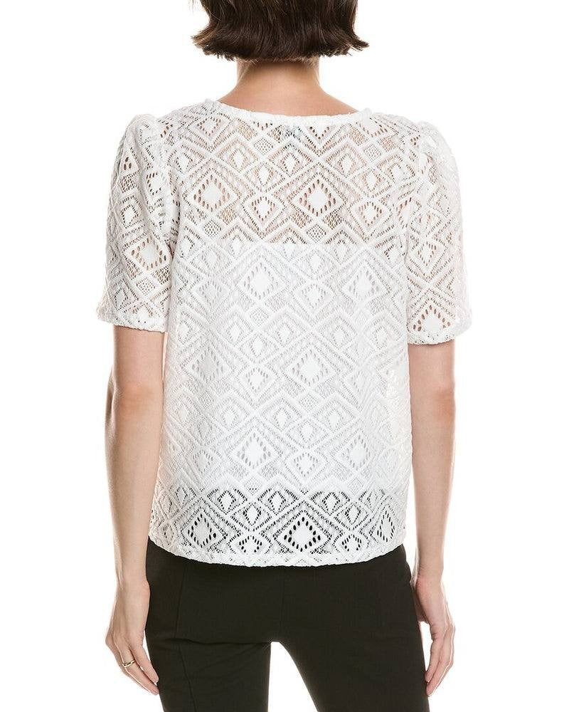 Anne Klein Lace T-Shirt White Size S NWT Floral Lace Overlay Lightweight