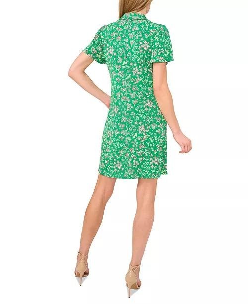 CeCe Short‑Sleeve Printed Knit Polo Dress – Size XL – NWT – $89