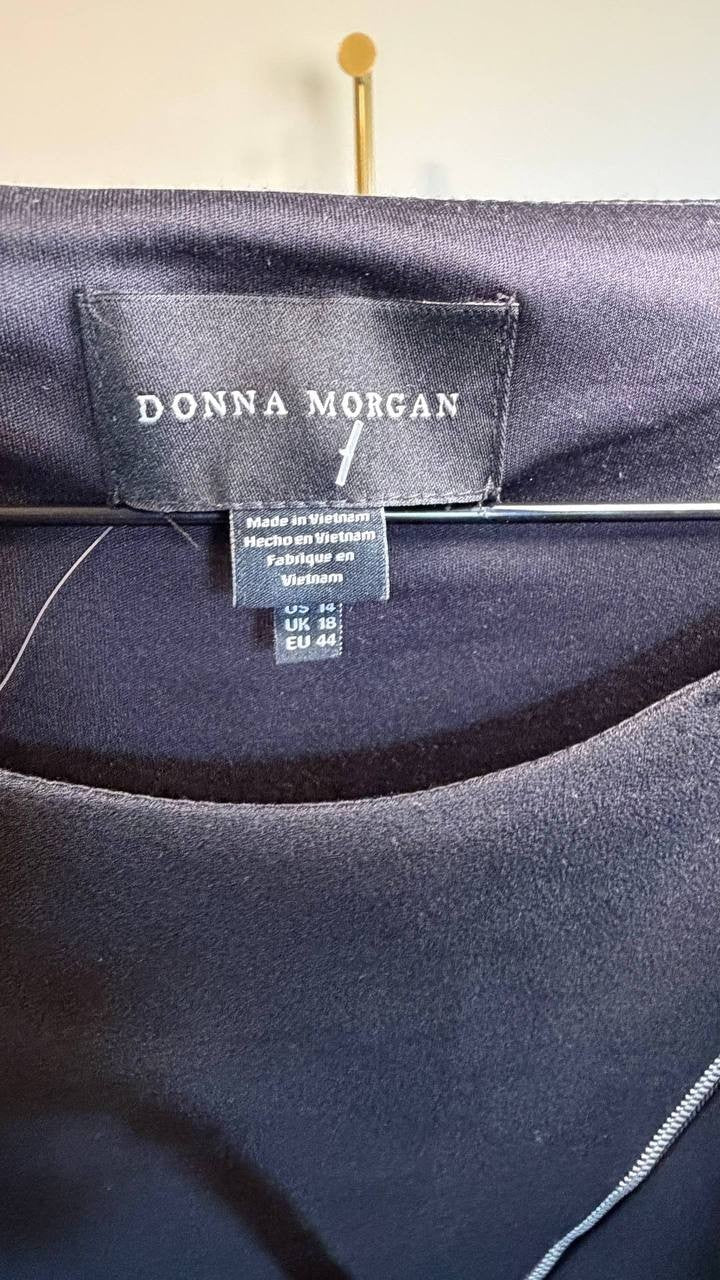 Donna Morgan Short Sleeve Scuba Crepe Dress Black 14 NWOT $128
