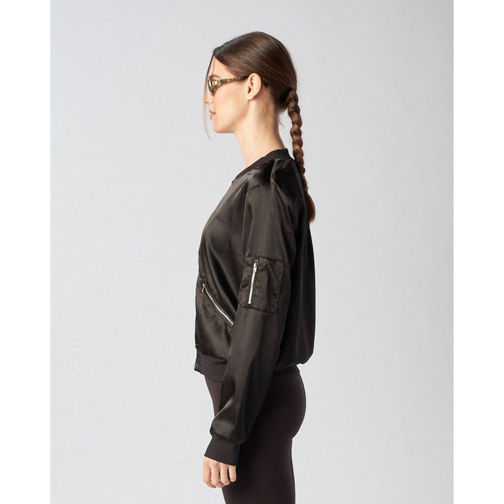 X by Gottex Satin Bomber Jacket – Black – Size 1 (Runs Small) – NWT – $39.99