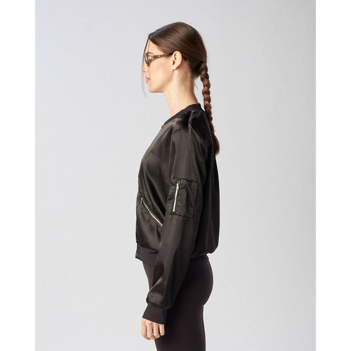 X by Gottex Satin Bomber Jacket – Black – Size 1 (Runs Small) – NWT – $39.99