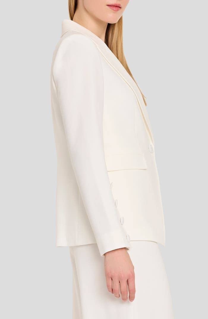 Tahari ASL Women’s Petite One‑Button Blazer White 8 $159 NWT