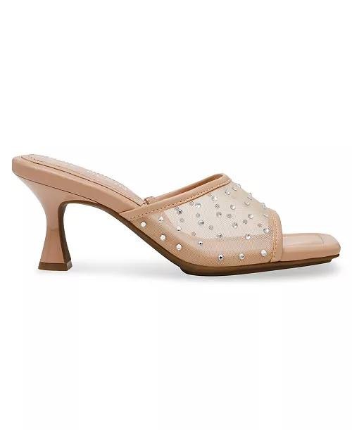 Anne Klein Mule Dress Sandals Blush Crystal 9.5 M New $89.00