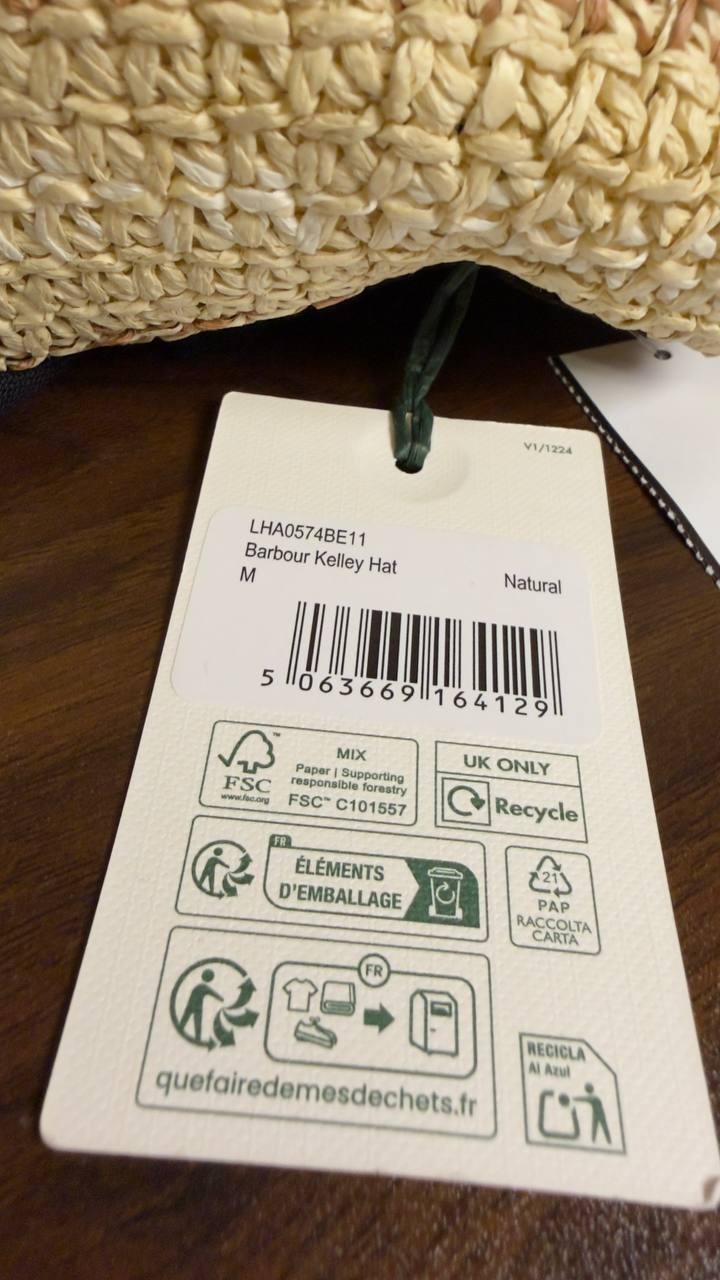 Barbour  Cloche  Hat  Natural  Paper  M  New  $60