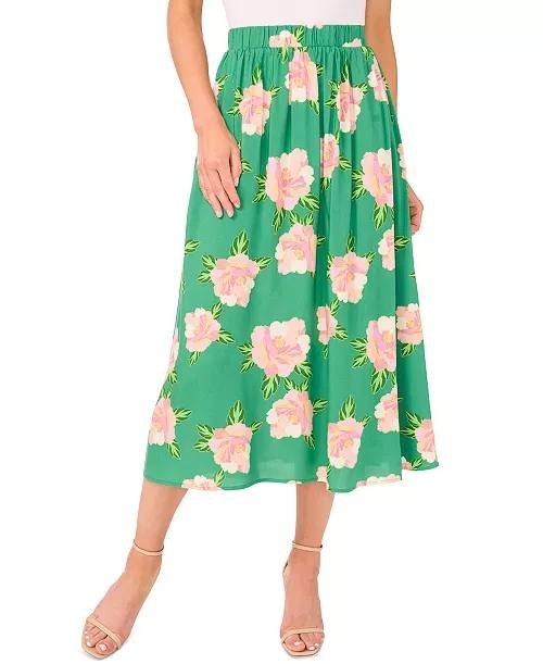 CeCe Floral Pull‑On Midi Circle Skirt – Size S – NWOT