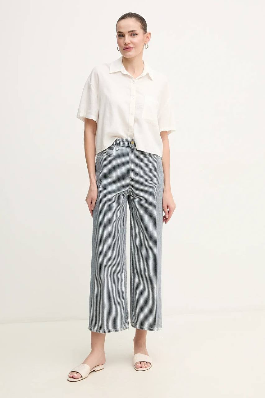 DKNY JEANS Linen‑Blend Relaxed Shirt Ivory Size S NWT Classic Button MSRP$79
