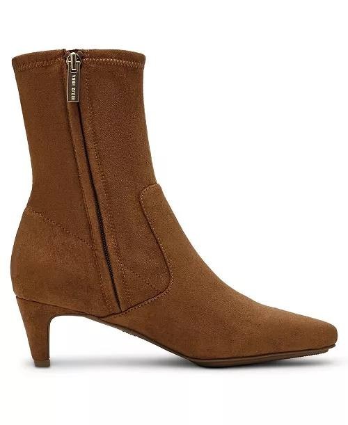 Anne Klein Dress Booties Walnut Man-Made Size 9M New in Box $119