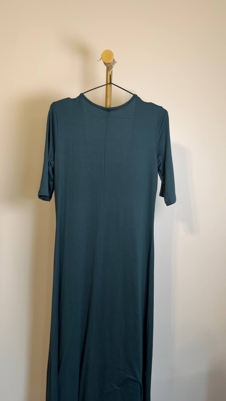 24seven Comfort Apparel Casual Scoop Neck A‑Line Maxi Dress Navy L NWT $57
