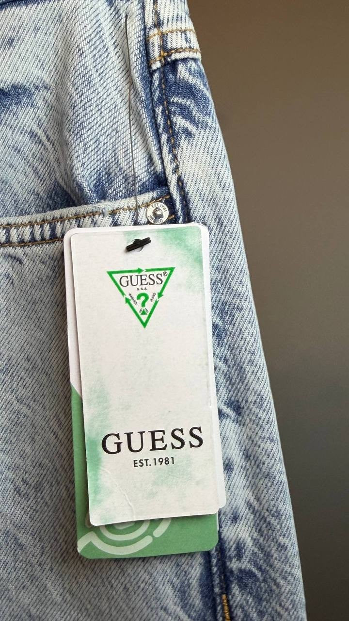 Guess Eco Bellflower Wide‑Leg Jeans Jersey Blue 27x32 NWT $118