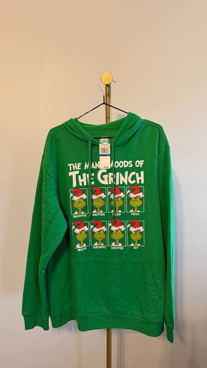 Hybrid Apparel Men’s Grinch Moods Graphic Fleece Hoodie Green XL $50 NWT