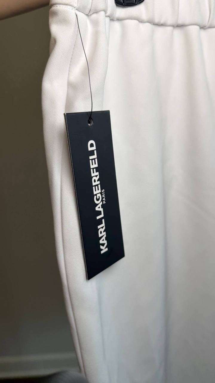 Karl Lagerfeld Paris Women’s Floral‑Hem Pull‑On Pants White 12 NWT $149
