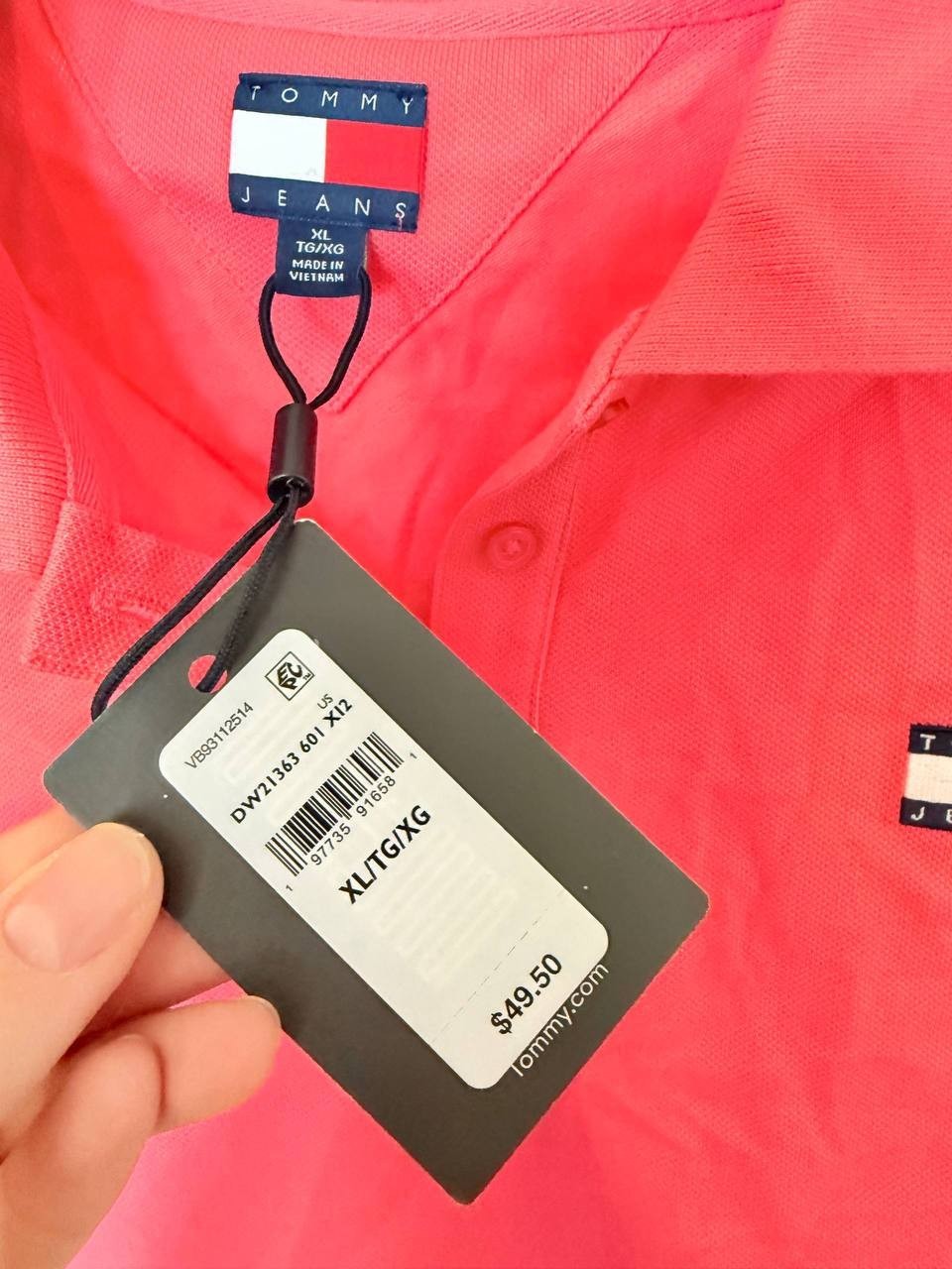 Tommy Jeans Women’s Crop Badge Short‑Sleeve Polo Top – Size XL – NWT – $49.50