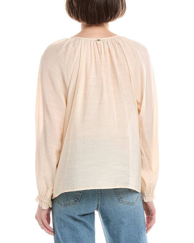 Sam Edelman Kelsie Beaded Blouse - Mother of Pearl, Size S, NWT, Raglan