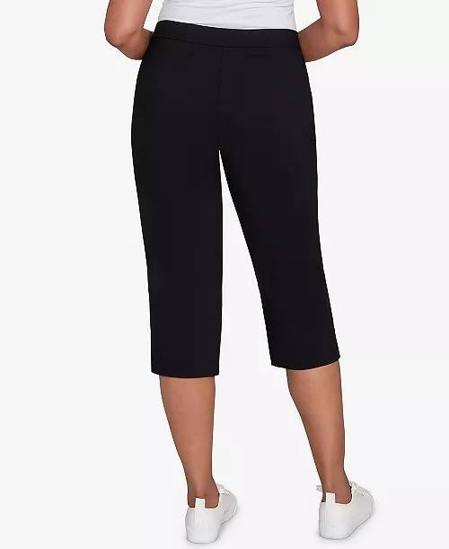 Alfred Dunner Women’s Petite Classic Allure Stretch Clamdigger Pants Black 10P $