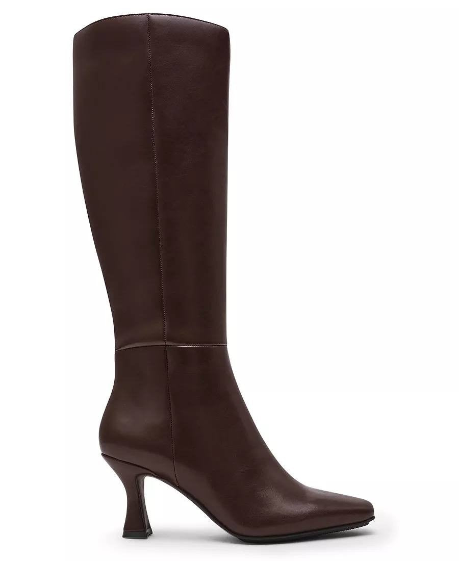 Anne Klein Perfektion Boots 6 Black Man‑Made Knee‑High Snip Toe NIB msrp$159