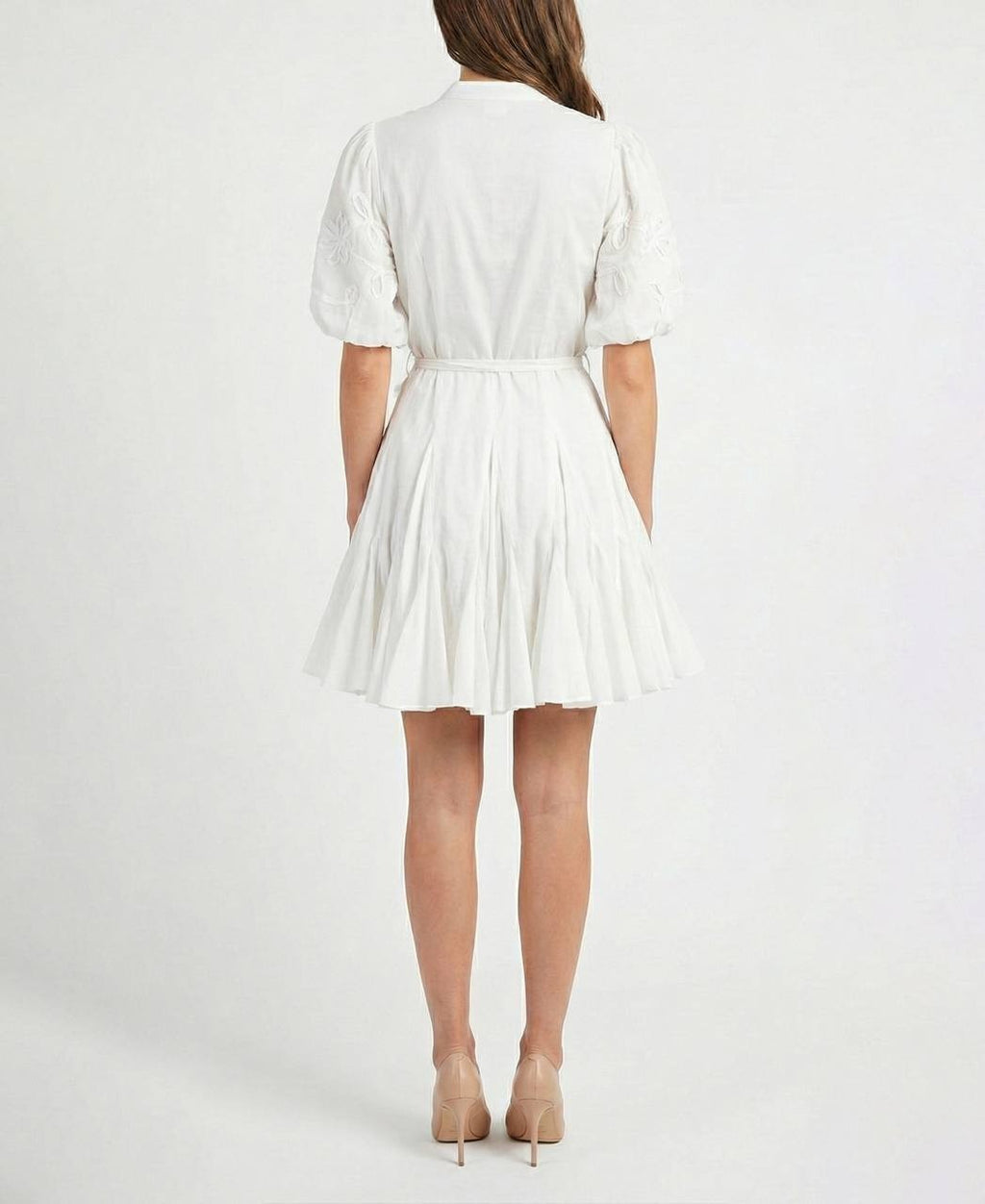 Taylor Cotton Soutache Fit & Flare Shirtdress White 8 NWT $129