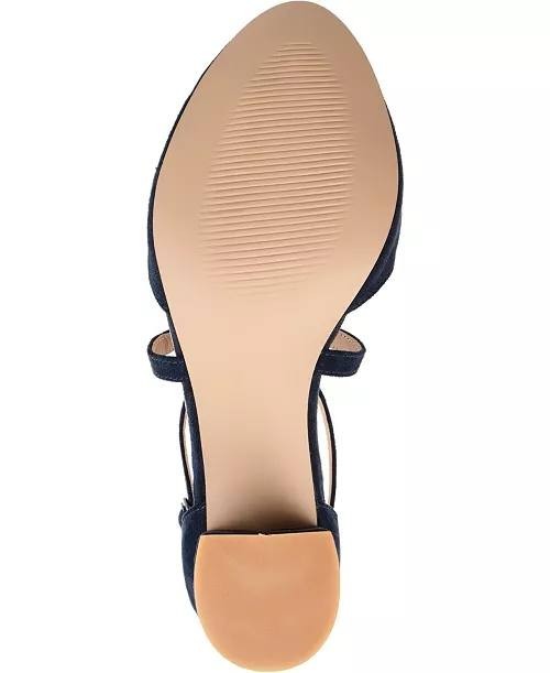 Journee Collection Foster Crisscross Block Heel Pumps Navy 9M Suede $94.99 NWB