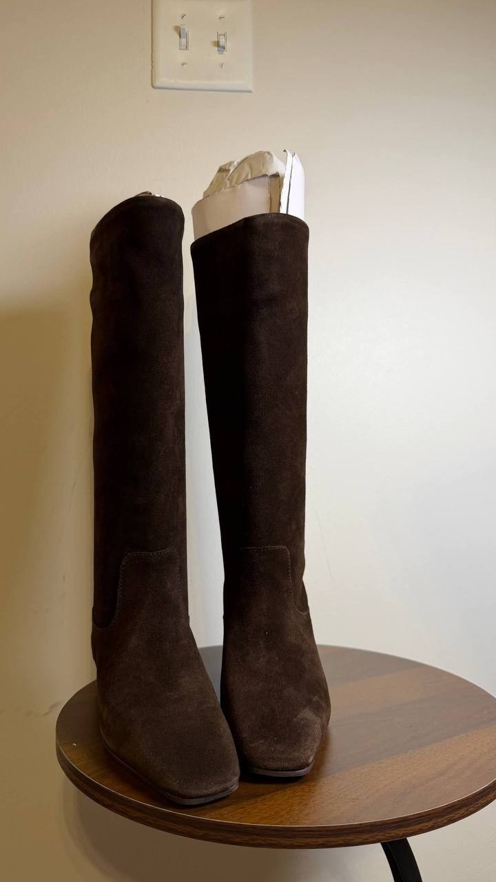 Steve Madden Dantelle Boots 5.5 Brown Suede Knee‑High Square Toe NIB msrp$179