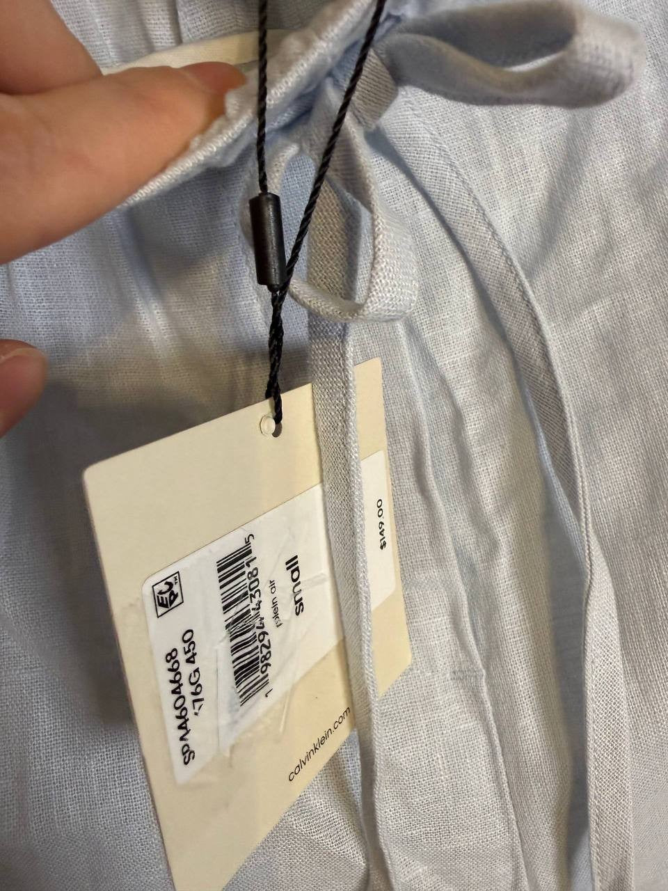 Calvin Klein Linen Drawstring Pants BLUE– Size S – NWT – MSRP$149