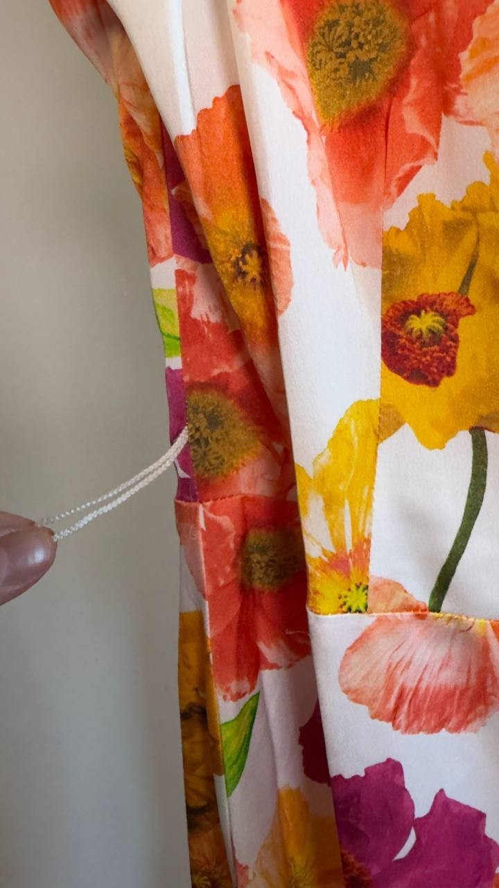 Karl Lagerfeld Floral‑Print A‑Line Dress White 6 NWT $169