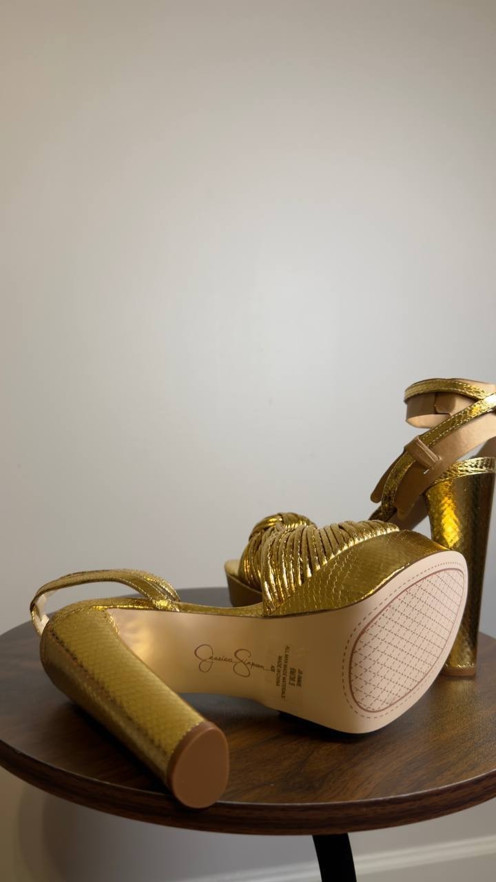 Jessica Simpson Platform Dress Sandals Gold Snake 6 M New $99.00