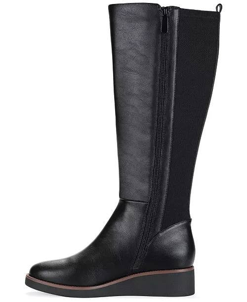 Style & Co Cyruss Tall Boots 10M Black Wedge Round Toe Memory Foam NIB msrp$99
