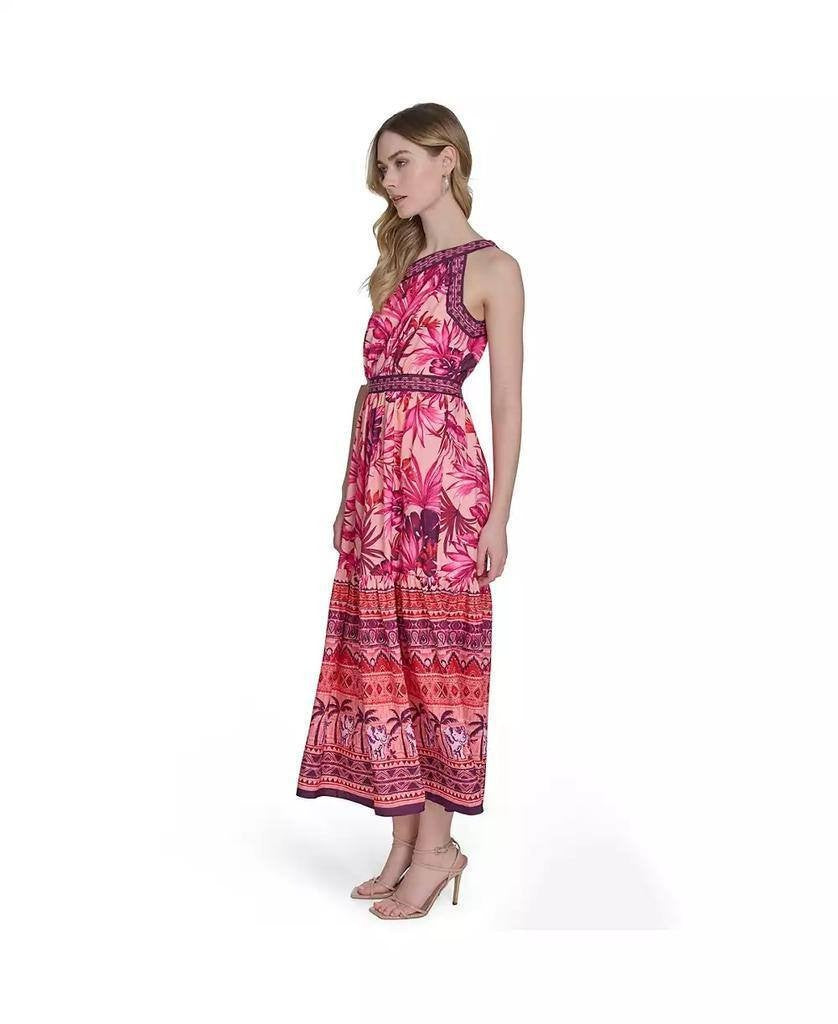 Eliza J Mixed‑Print One‑Shoulder Tiered Midi Dress Floral Multi 16 NWT $158