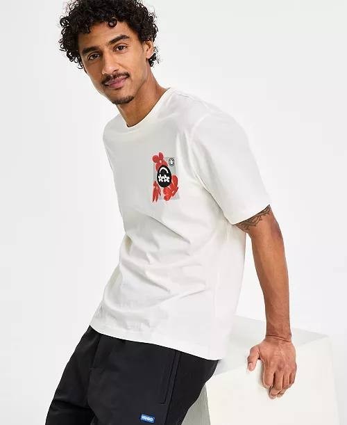 Hugo Hugo Boss Men’s Nufloro Graphic Crewneck T‑Shirt Off‑White L $58 NWT