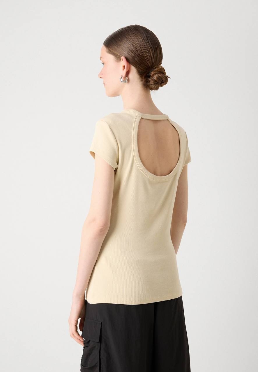 BOSS Women’s ESIMA Print T-Shirt Open Beige S $68 NWT