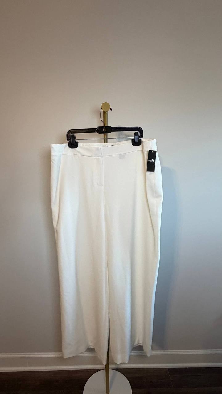 Tahari ASL Wide‑Leg Pants White 18W NWT $109