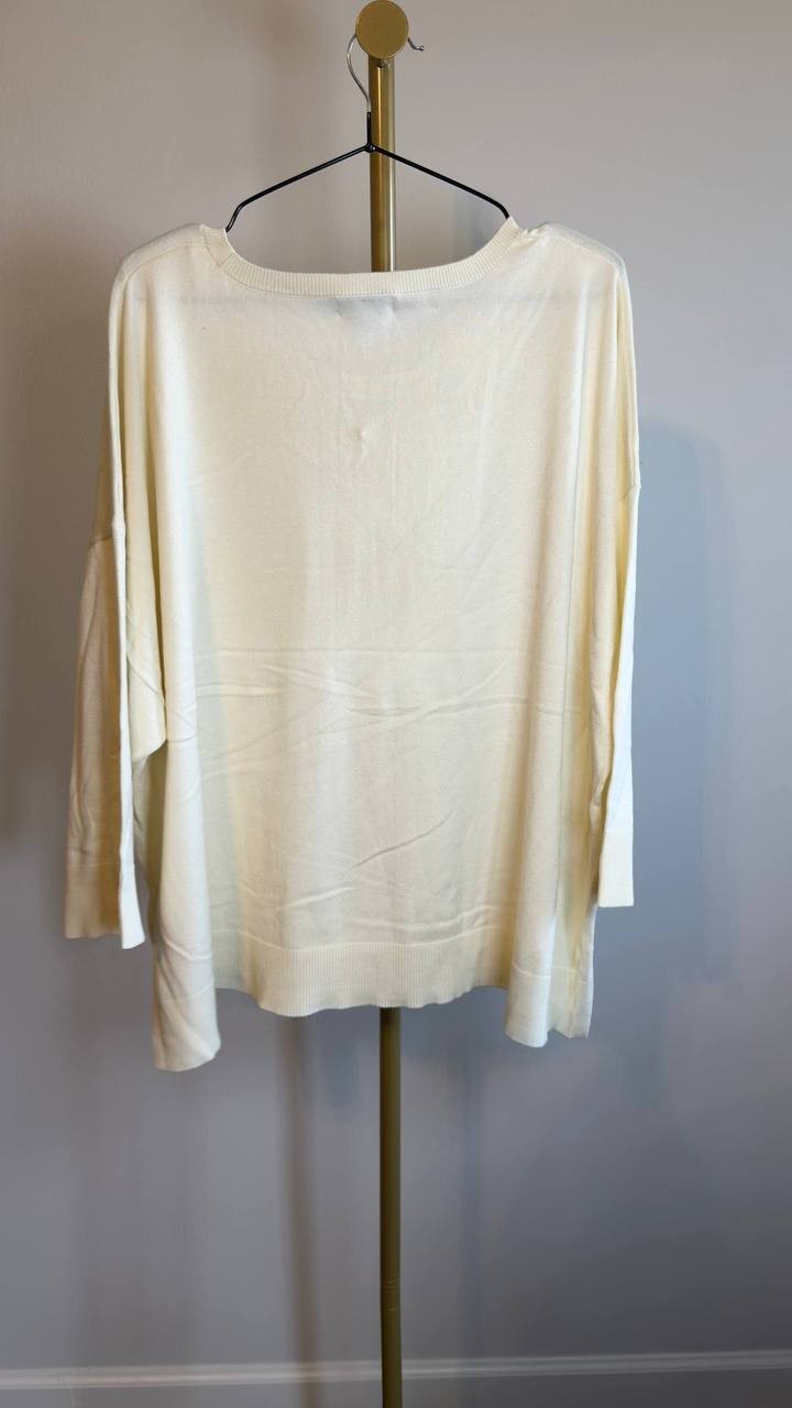 Melissa Paige Lace Front Crewneck Top Papyrus  3X NWT $51.50