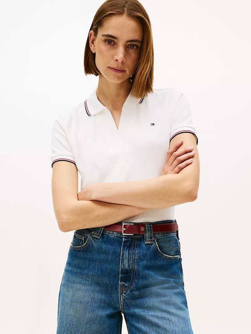 Tommy Hilfiger Women’s Slim Fit 1985 Tipped Polo White XL NWT $59.50