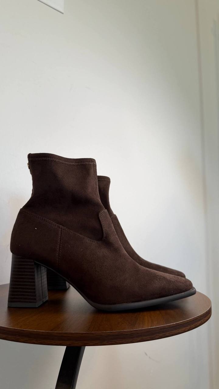 Anne Klein Paidge Block Heel Dress Booties Dark Brown 6.5M Man‑Made $119 NWB
