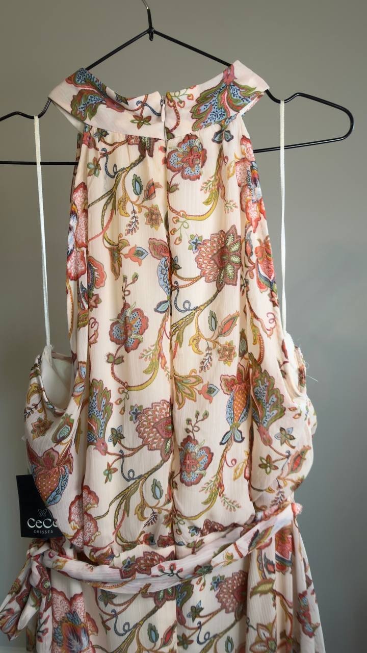 CeCe Halter Neck Floral Maxi Dress Corsage Size 16 NWT $79