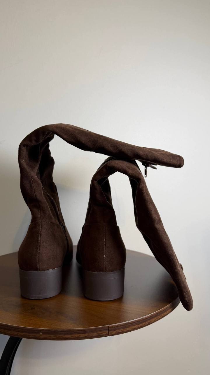 Style & Co Charmanee Tall Boots 6.5M Dark Roast Faux Suede Zip NIB msrp$59.90