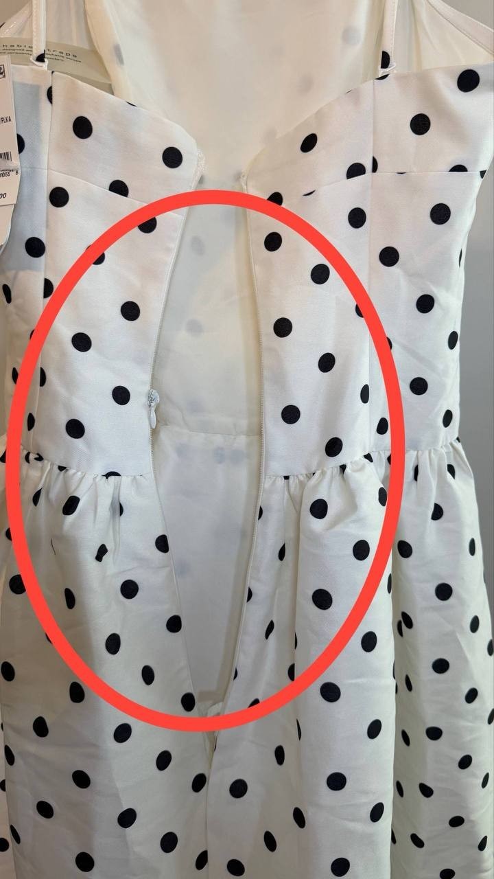 French Connection Polka Dot Midi Dress Black White Size6 NWTdamage-broken zipper