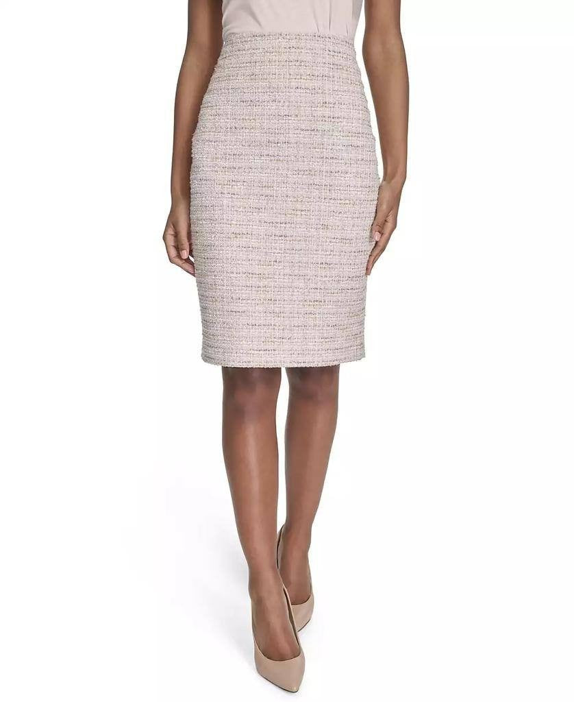 Calvin Klein Women’s Tweed Pencil Skirt Soft Taupe Multi Size 2P NWT $89