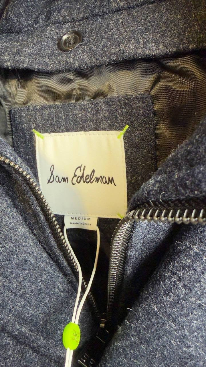 Sam Edelman Wool Blazer Coat with Hood Midnight Blue M NWT $320